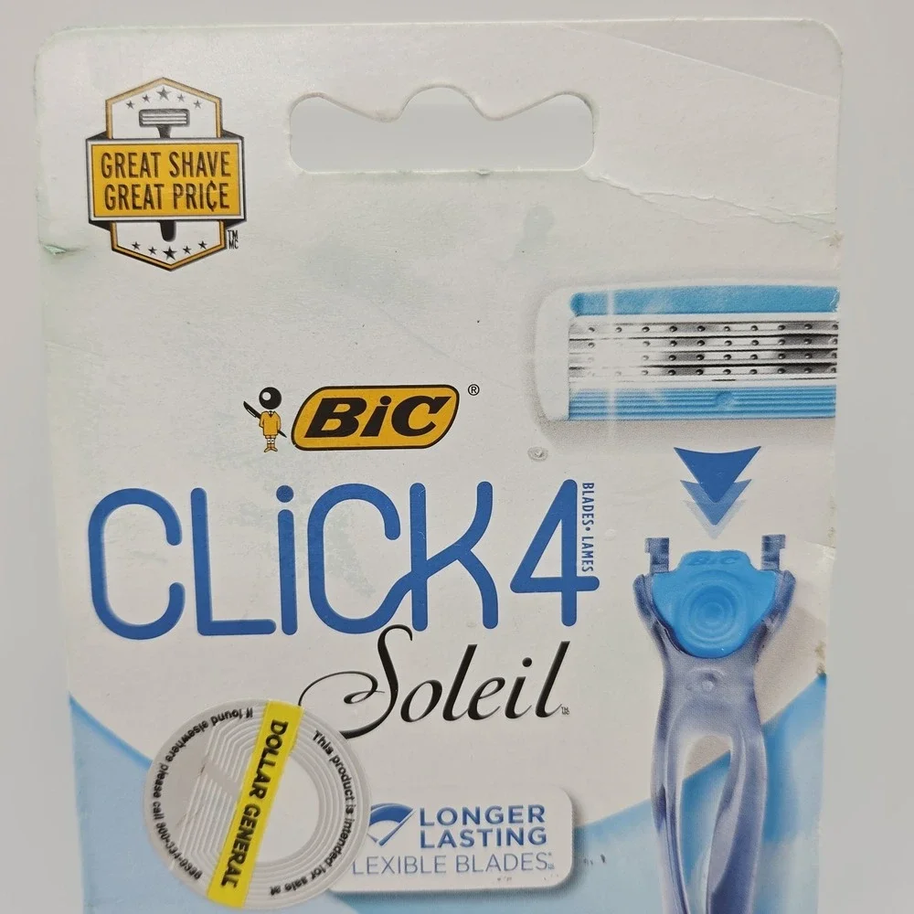 BIC Click4 Soleil Women's Razor + 4 Flexible Blade Cartridges – Smooth Shave